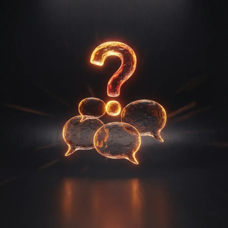 Glowing speech bubbles with question marks